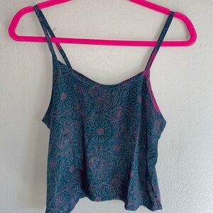 Floral Teal and Pink Women's Top Medium